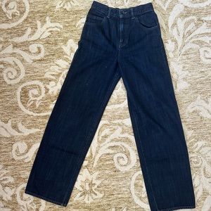 heavyweight excellent quality wise leg high rise vintage dark wash denim